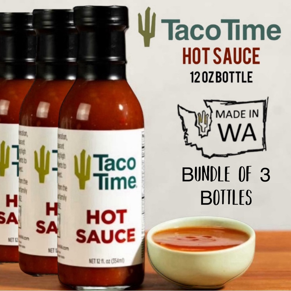 Taco Time Northwest Hot Sauce 12oz
3 Bottles PNW Favorite Since 1962 Mad…